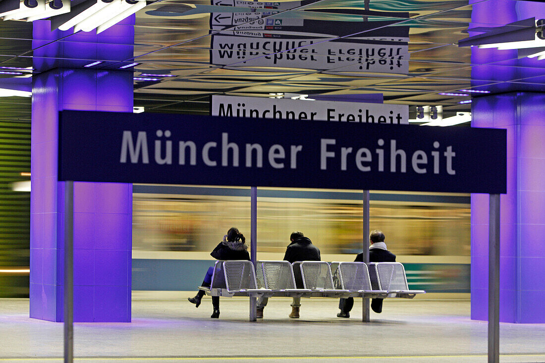 Subway station Muenchner Freiheit, Schwabing, Munich, Upper Bavaria, Bavaria, Germany