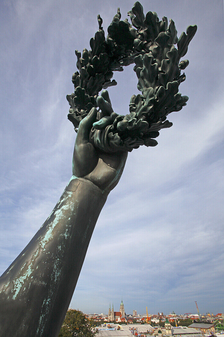 Arm of Bavaria statue, Oktoberfest, Munich, Upper Bavaria, Bavaria, Germany