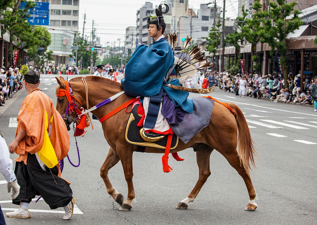 Archer on a horse during Festival Aoi Matsuri in Kyoto, Japan