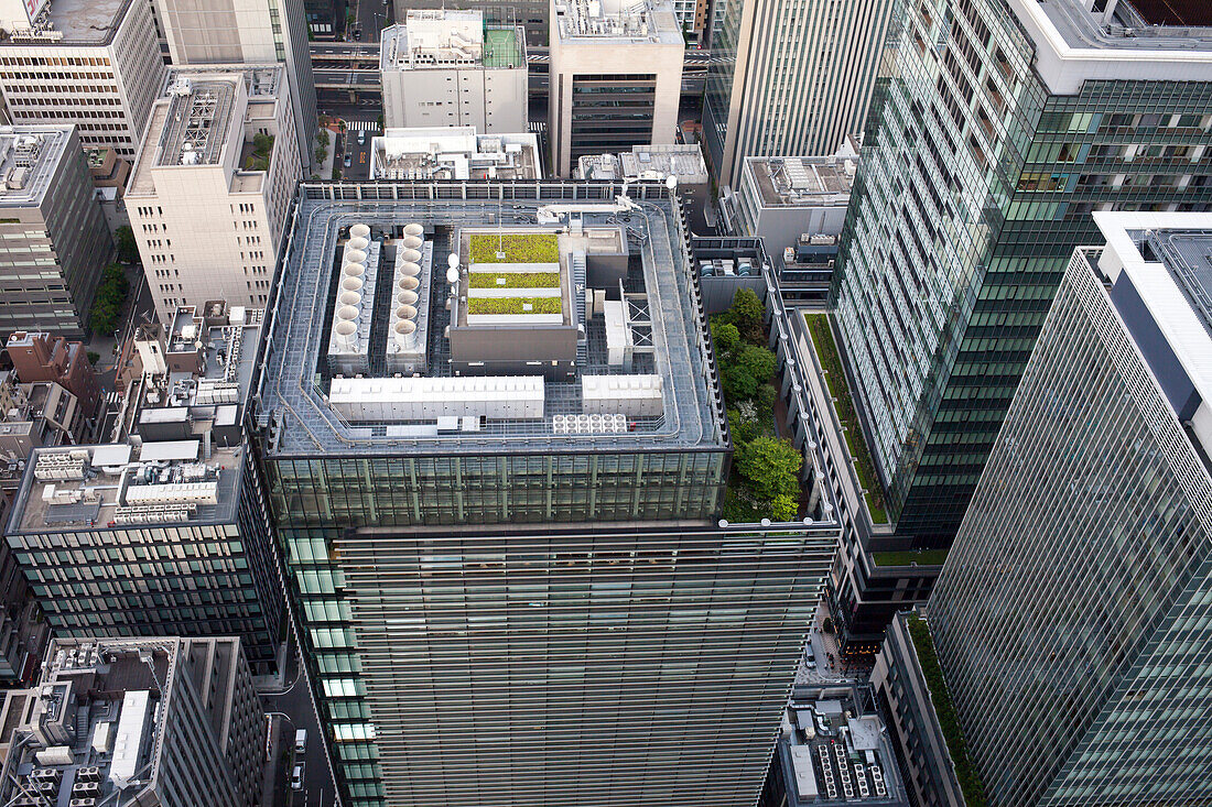 Blick Richtung Yuito und Coredo Muromachi von oben, Nihonbashi, Chuo-ku, Tokio, Japan