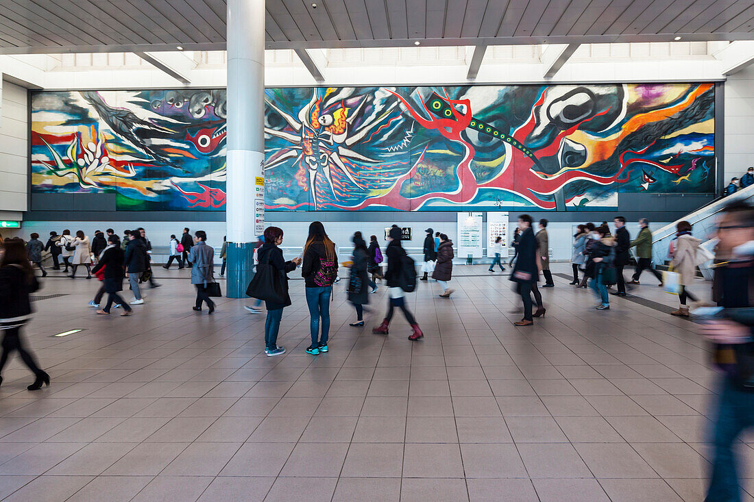 'Giant Painting ''Myth of tomorrow'' from Taro Okamoto at Shibuya Station, Tokyo, Japan'