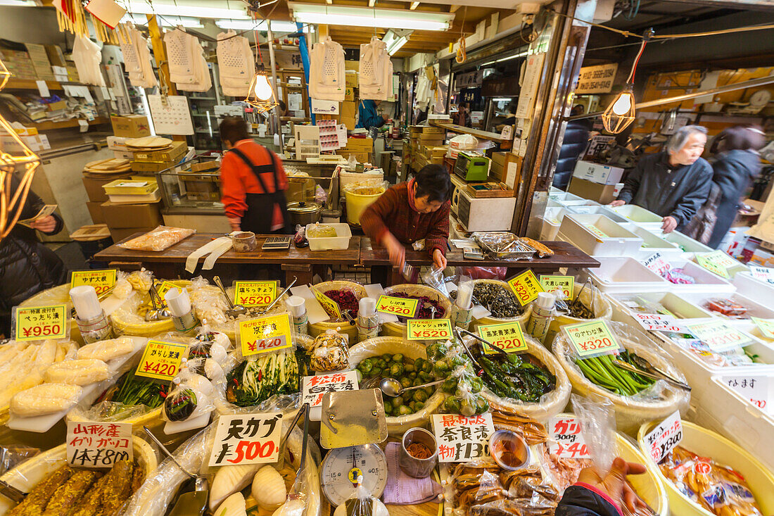 Tsukemono - Pickles Shop in Tsukiji Outside Market, Chuo-ku, Tokyo, Japan