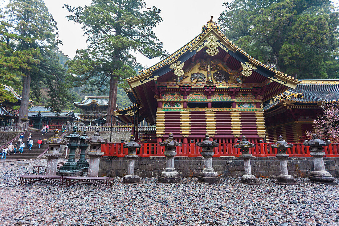 Yomei-Mon and decorated storage house San-Jinko at Toshogu-Shrine, Nikko, Tochigi Prefecture, Japan