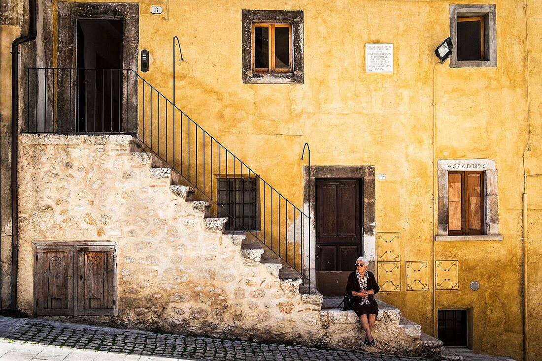 Scanno, Abruzzo, Central Italy, Europe. The famous Bresson's stairway.