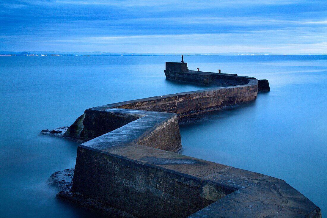 Zig Zag Breakwater at Dusk St Monans East Neuk of Fife Scotland.