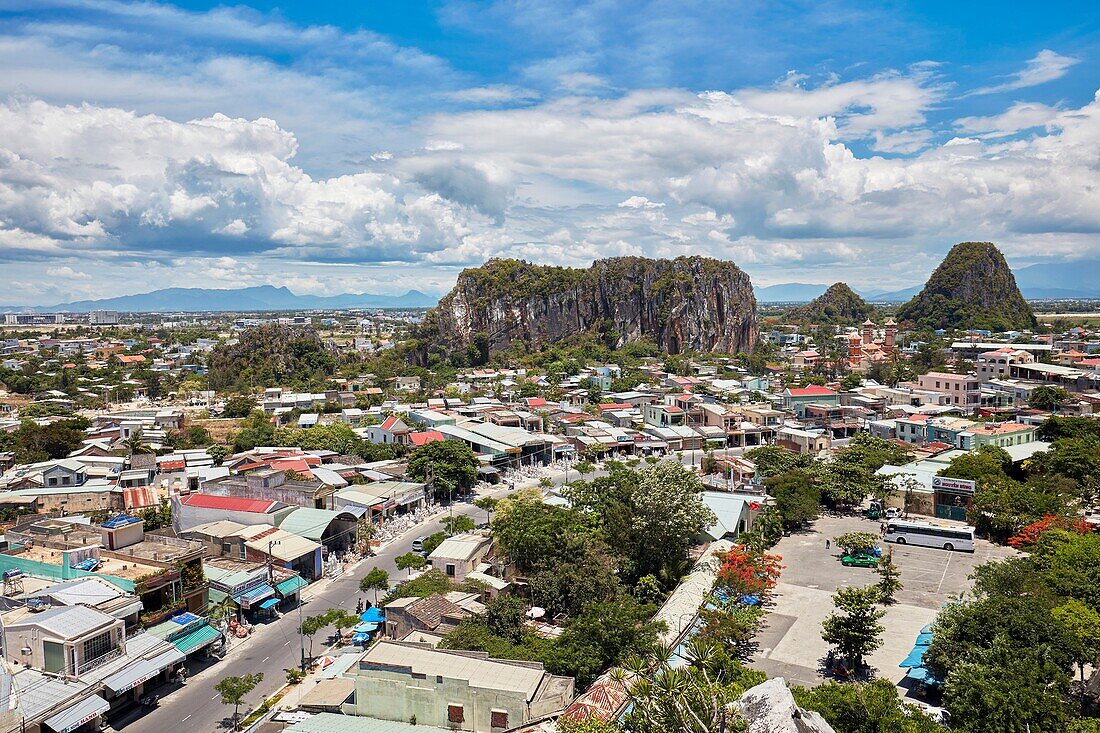 Elevated view of The Marble Mountains. Da Nang, Vietnam.