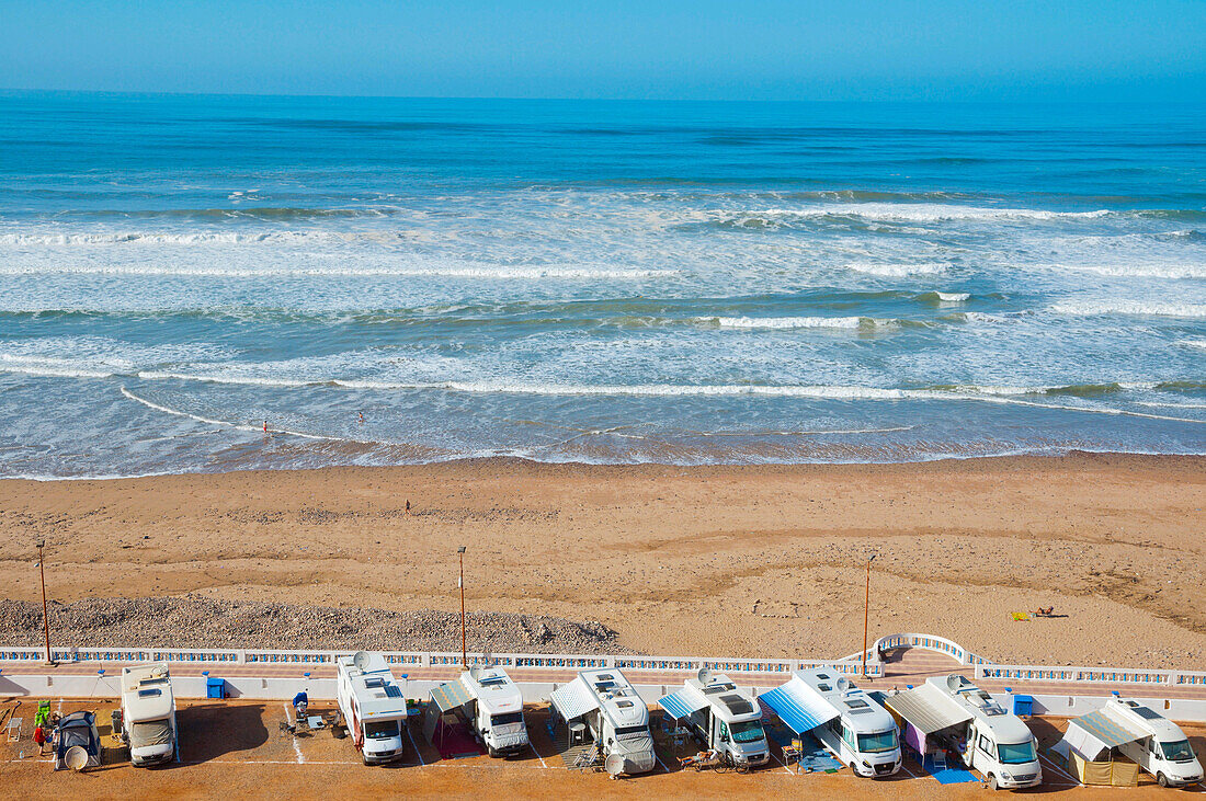 Camping El Barko, site for campervans, Sidi Ifni, Atlantic coast, southern Morocco, northern Africa.