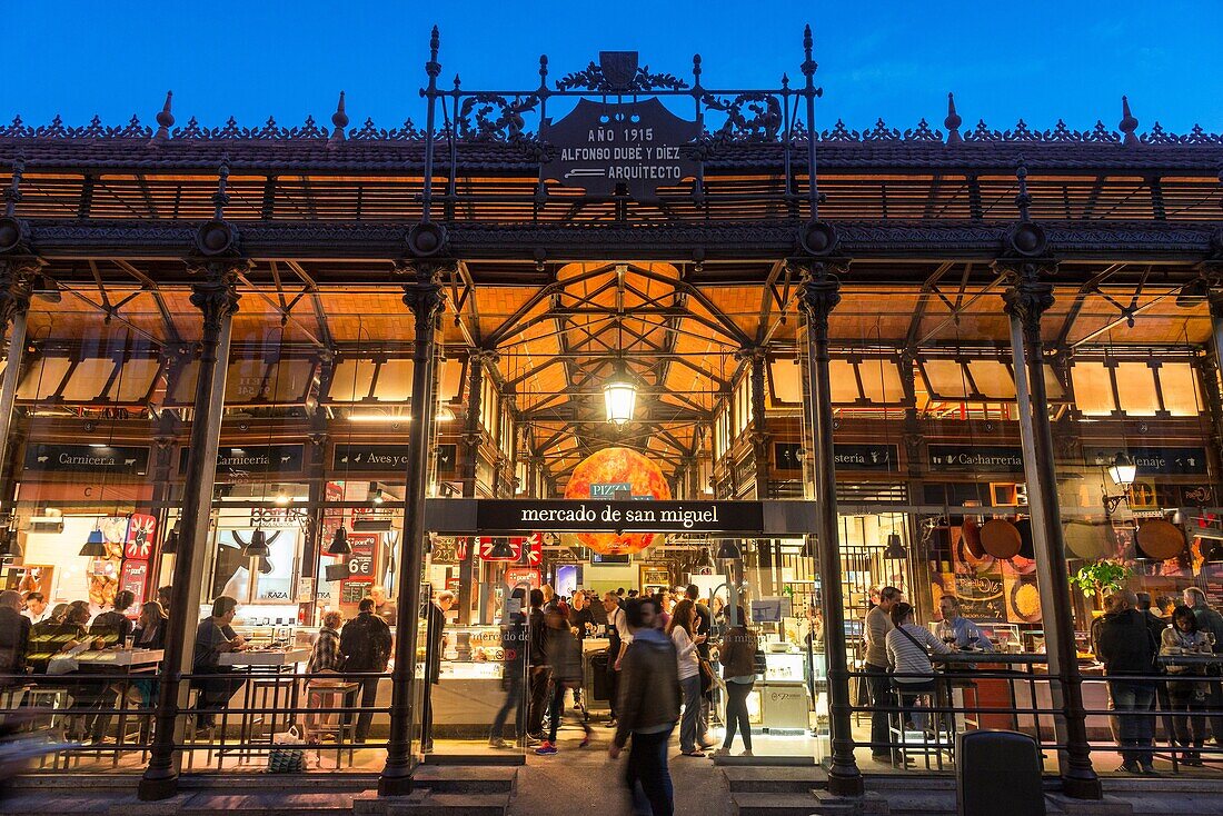 Early evening at The Mercardo de San Miguel, just off of the Plaza Mayor, Madrid, Spain.