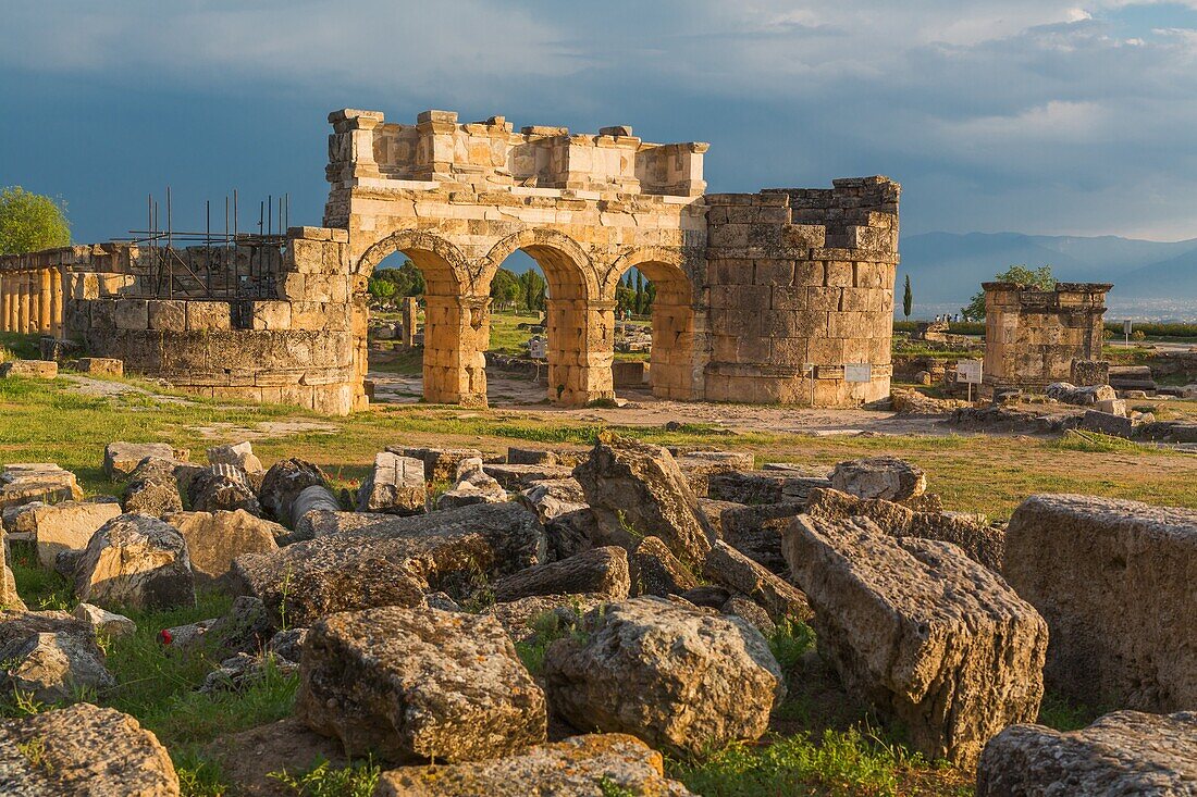 Ruins of ancient Hierapolis, Pamukkale, Denizli Province, Turkey.
