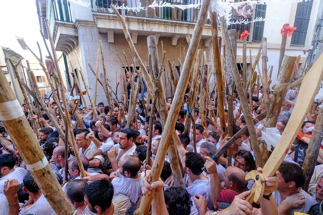 Moros y Cristianos (battles between Moors and Christians), Fiestas de la Patrona, Pollença, Majorca, Balearic Islands, Spain