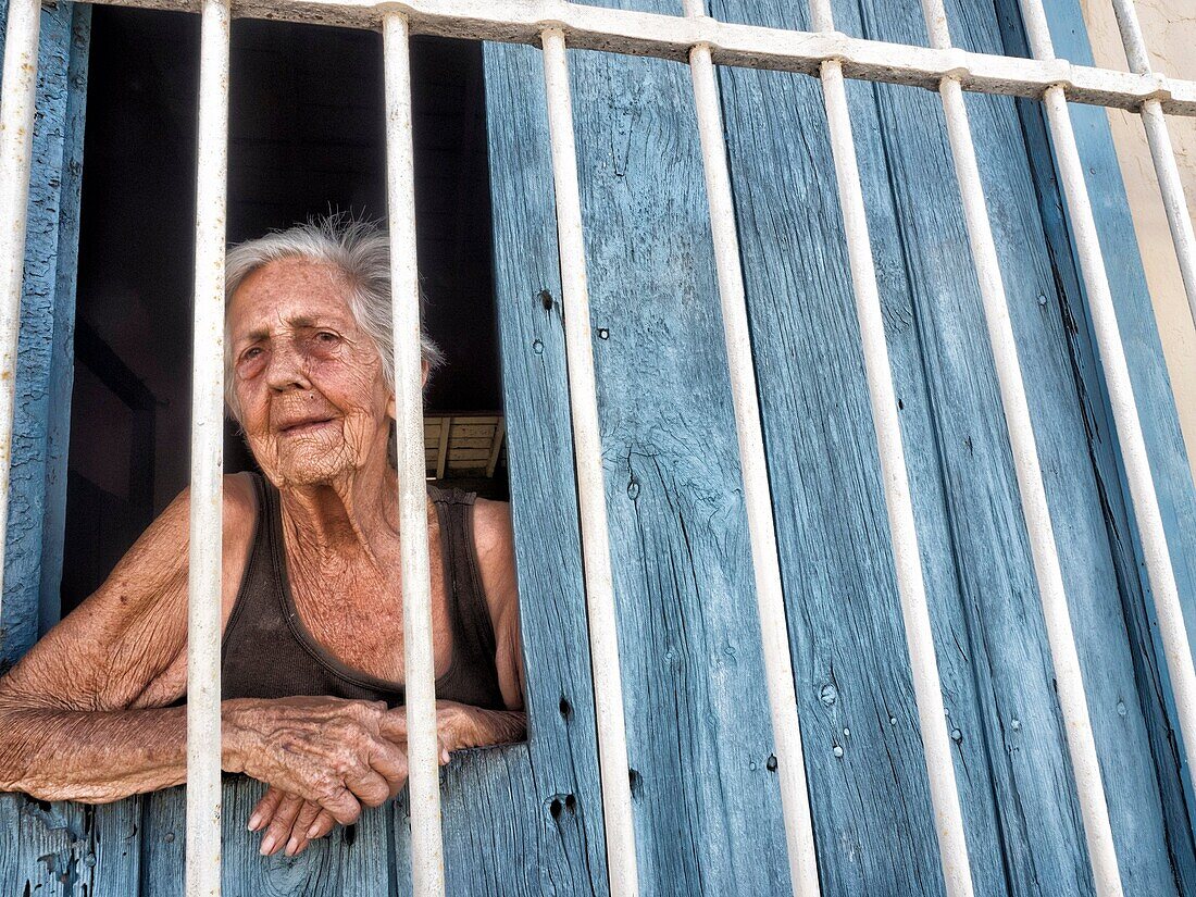 Old women at small window, Remedios, Cuba.