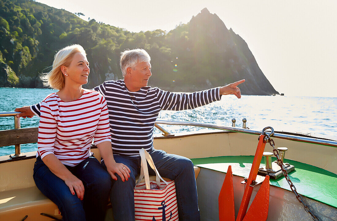 Senior couple, 60-70, Sailing Boat, Port of Pasajes, Pasaia, Gipuzkoa, Basque Country, Spain, Europe
