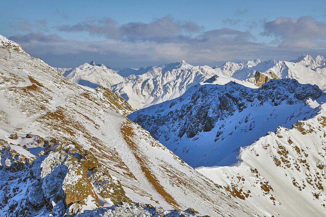 Blick vom Rothorngipfel (2865 m), Graubünden, Alpen, Schweiz