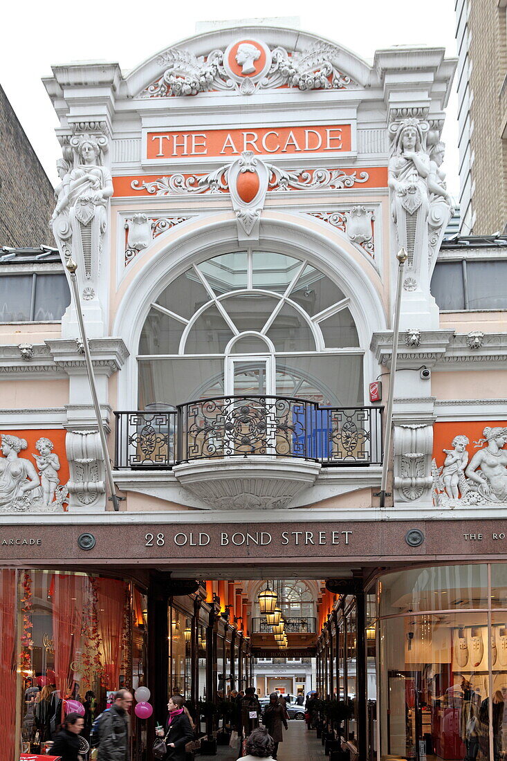 The Royal Arcade, Shopping passage, Bond Street, Mayfair, London, Great Britain
