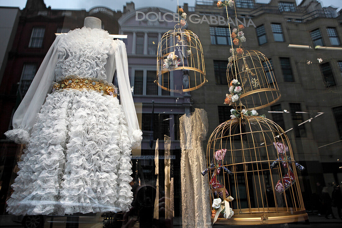 Shopping window, Dolce & Gabbana, New Bond Street, Mayfair, London, Great Britain