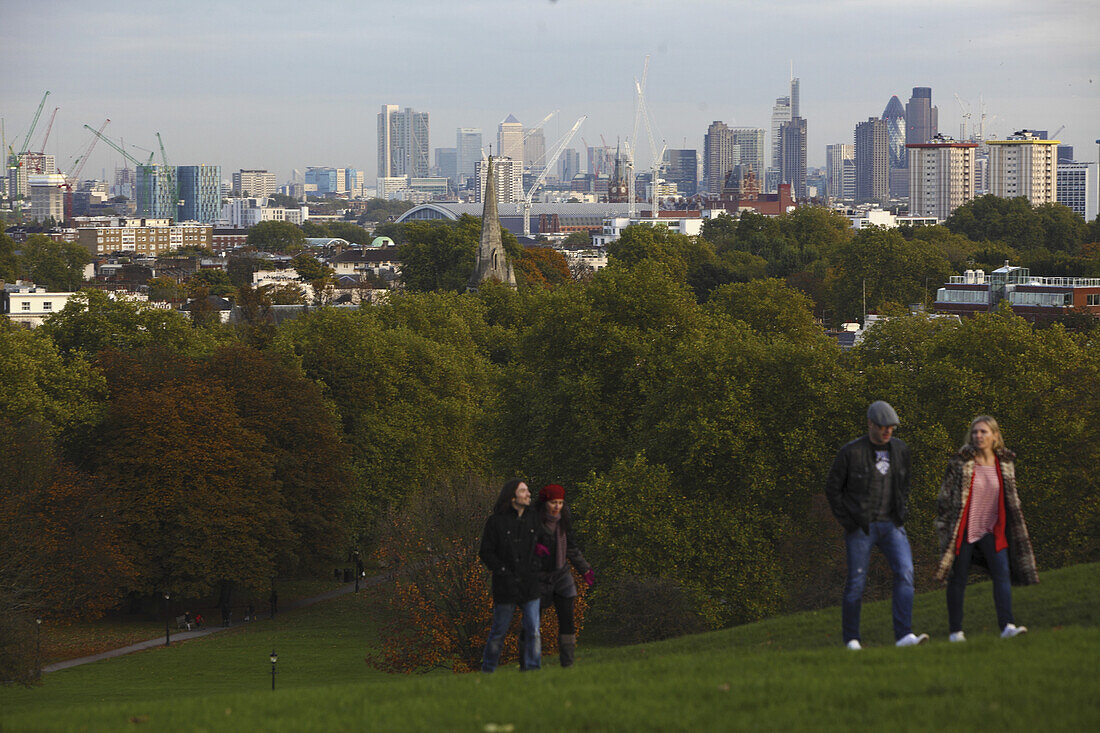 View from Primrose Hill over the City of London, Great Britain