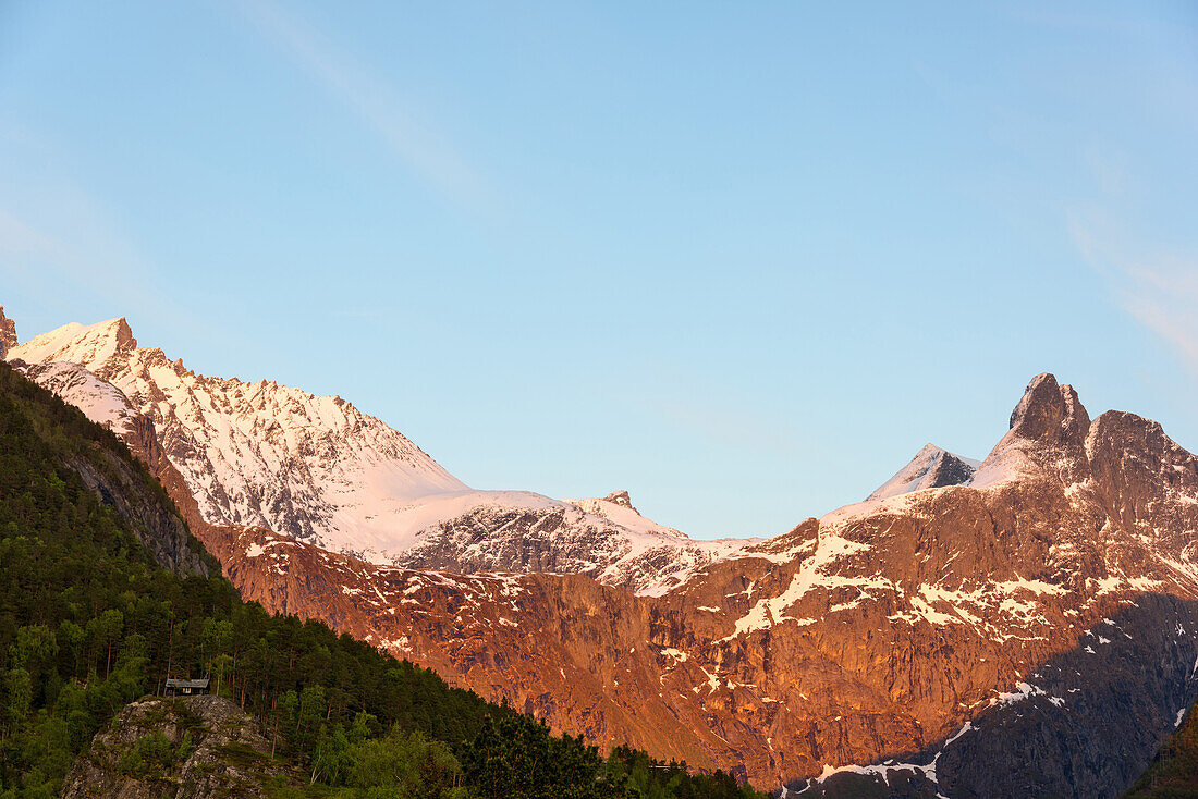 Hütte, Einsam, Berge, Sonnenuntergang, Romsdal, Norwegen, Europa