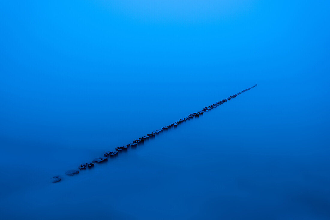 Buhne, Blaue Stunde, Nebel, Küste, Ostsee, Mecklenburg-Vorpommern, Deutschland, Europa