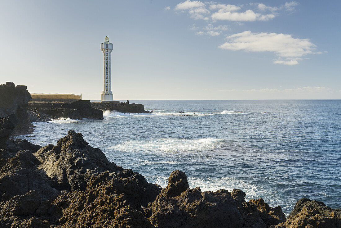 Lighthouse at the Punto de la Lava, Las Hoyas, island of La Palma, Canary Islands, Spain