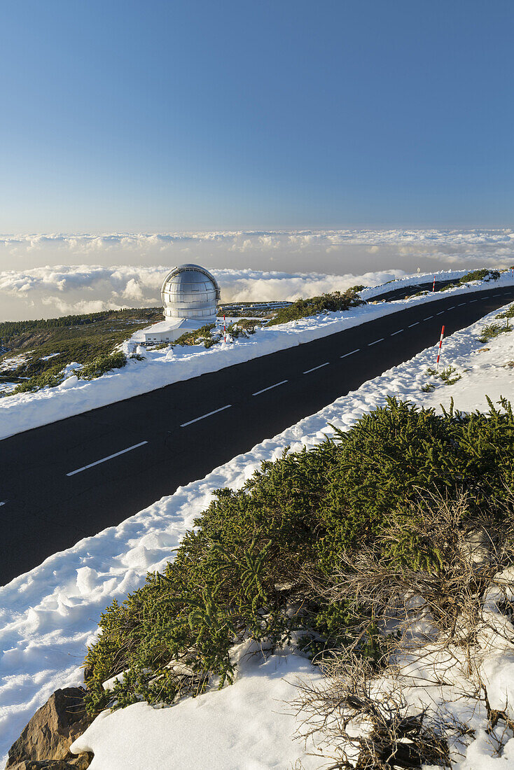 Observatorio del Roque de los Muchachos, Bergstrasse, Insel La Palma, Kanarische Inseln, Spanien