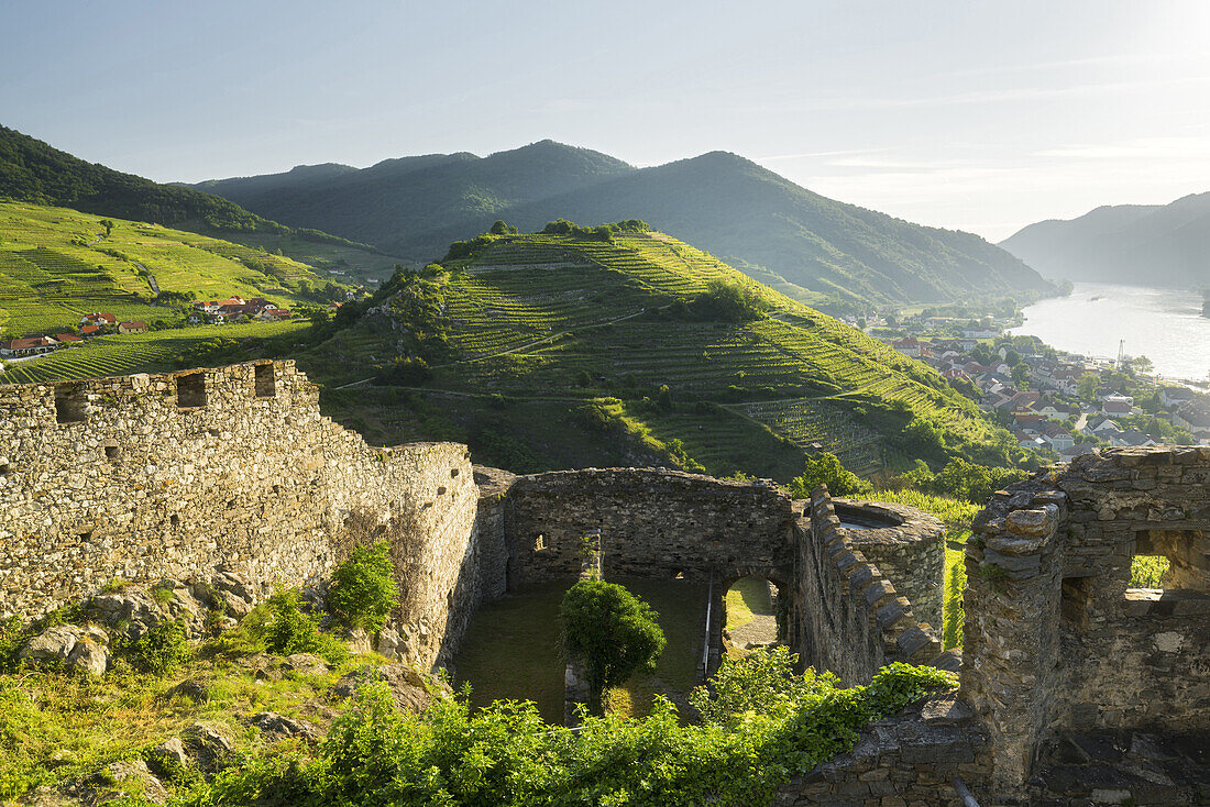 Blick von der ruine Hinterhaus, Donau, Wachau, Mostviertel, Niederösterreich, Österreich