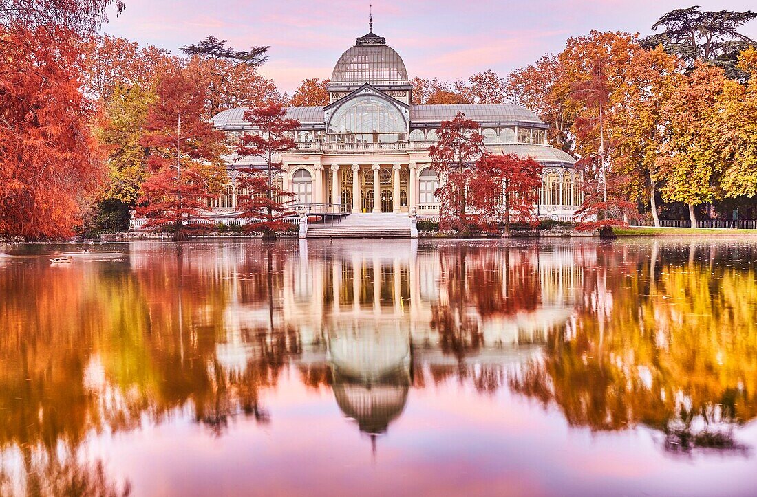 The Palacio de Cristal (Crystal Palace), located in the heart of The Buen Retiro Park. Madrid. Spain.