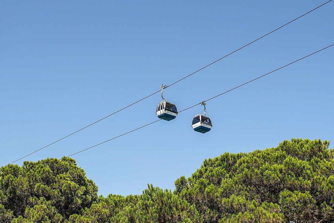 Seilbahnkonstruktion in Lissabon, Portugal, Europa.