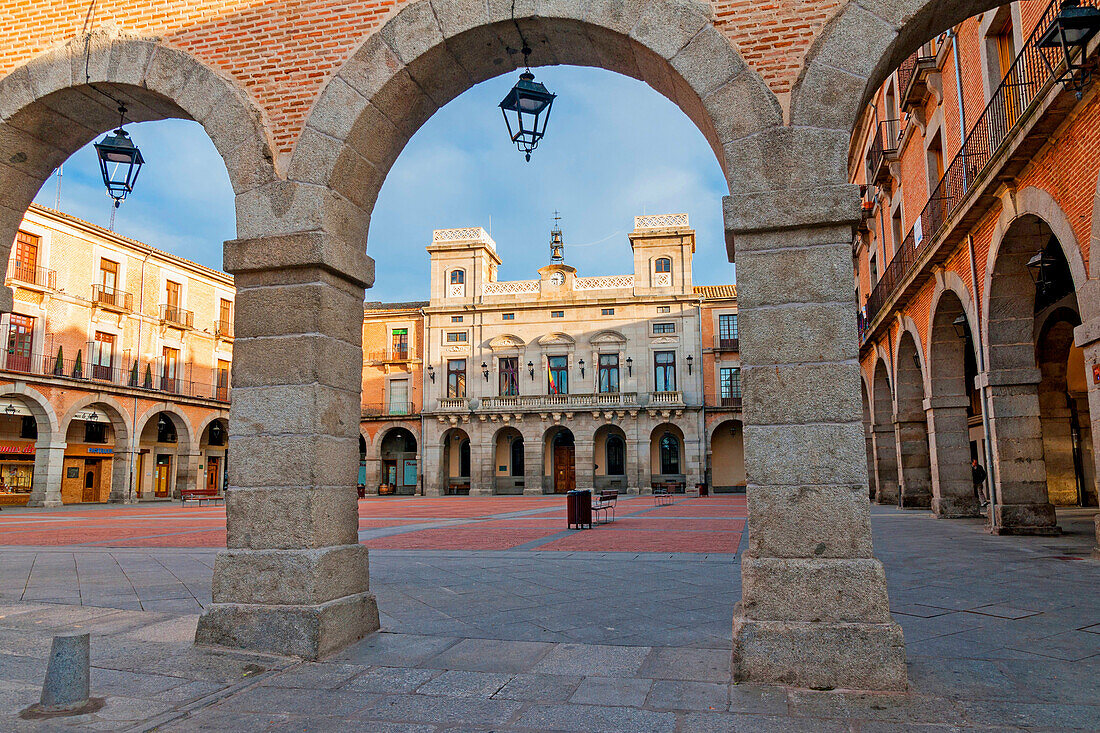 Mercado Chico Square and City Hall, Avila, Castile and Leon, Spain. UNESCO World Heritage Site.