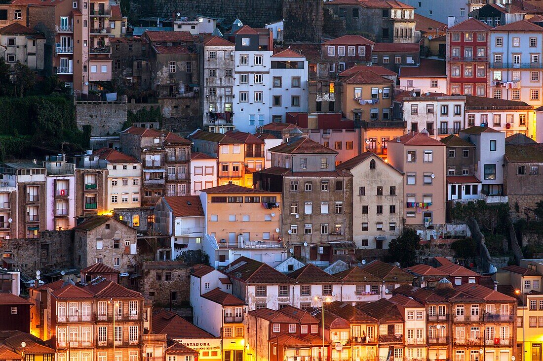 Huddled houses in historic centre of Porto.
