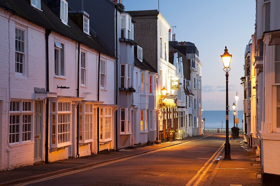 Dusk on Camelford Street, Brighton, East Sussex, England.