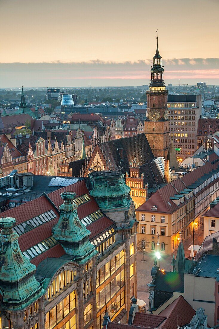 Dusk in Wroclaw old town, Poland.