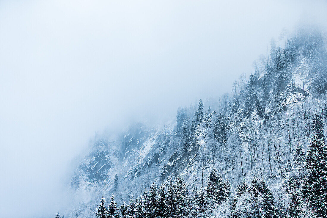 Snowy and cloudy mountainside, Kaprun, Salzburg, Austria