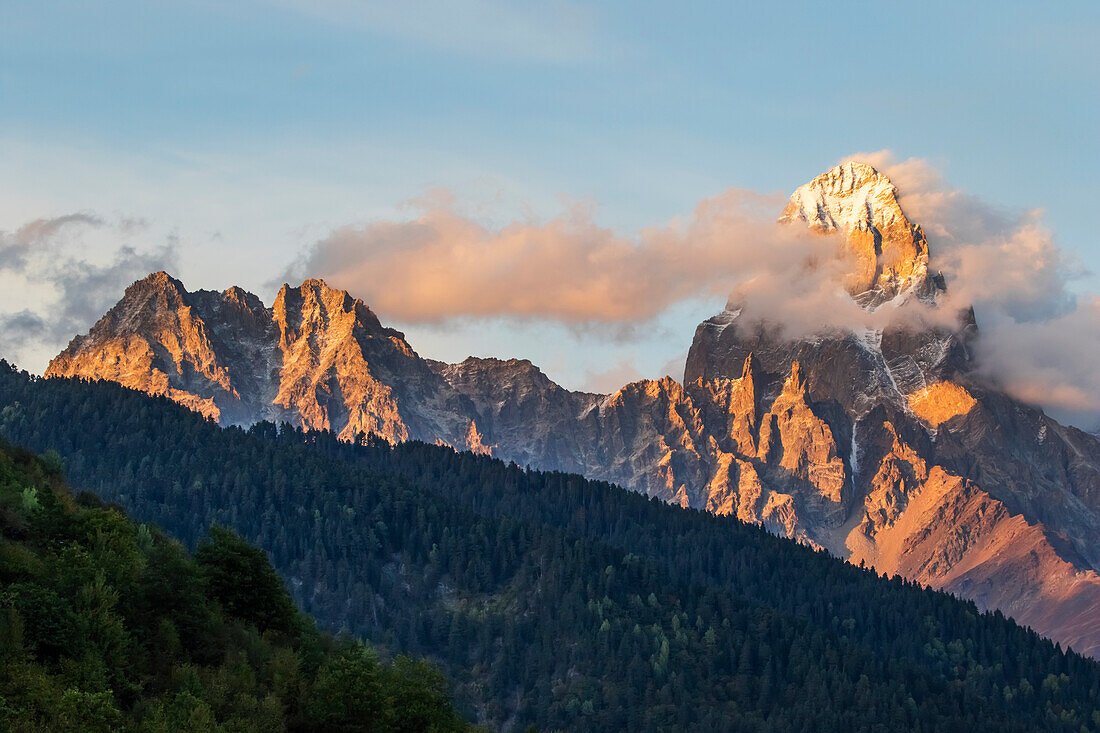 'Mount Ushba, Caucasus Mountains, Zemo Svaneti National Park; Samegrelo-Zemo Svaneti, Georgia'