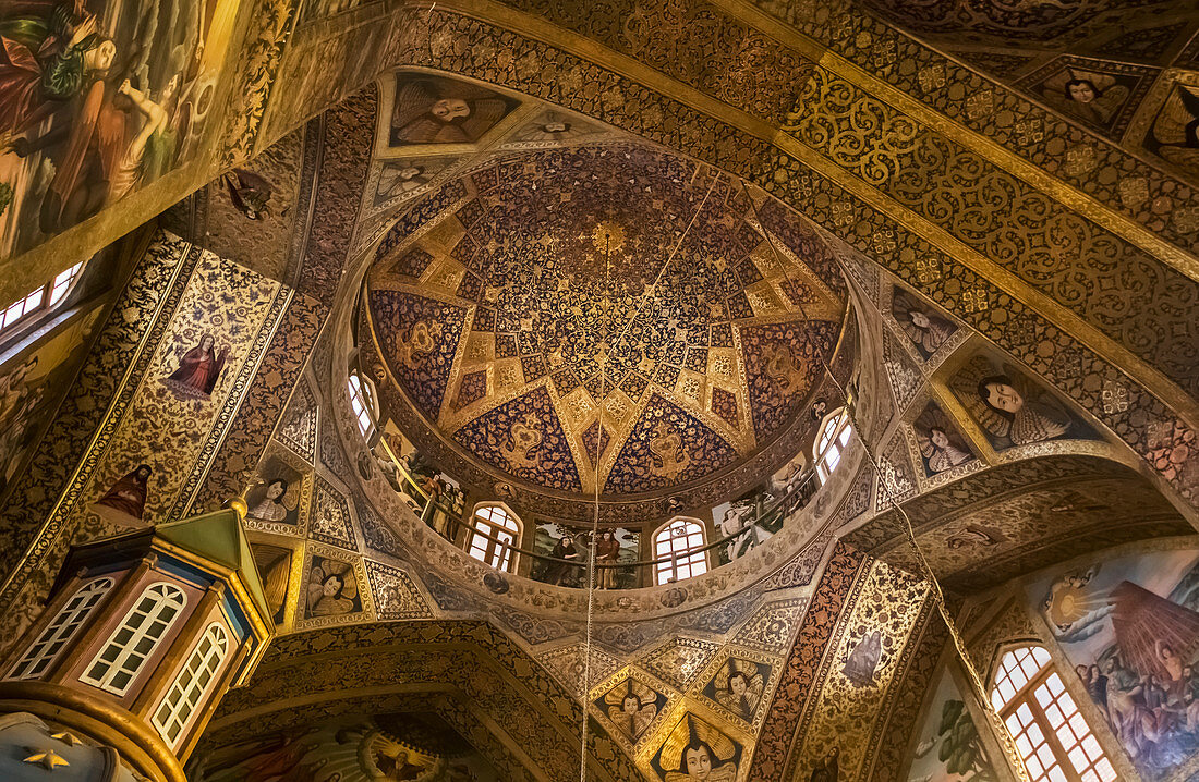 'Frescoes on a lateral entrance to the Holy Savior Cathedral (Vank Cathedral); Esfahan, Iran'