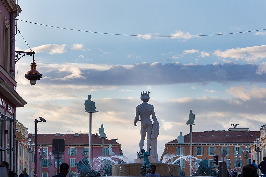 Fountain of the sun, Massena square, Nice, Alpes Maritimes departement, France.