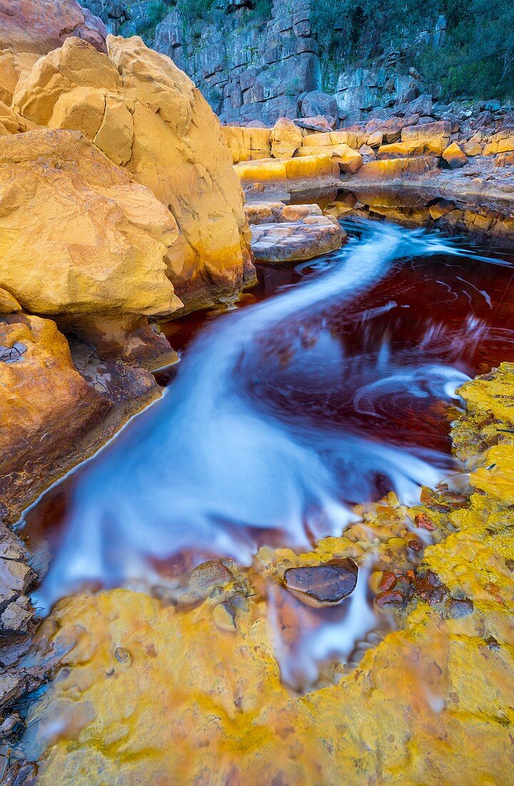 Río Tinto - Red River, Sierra Morena, Gulf of Cádiz, Huelva, Andalucia, Spain, Europe.