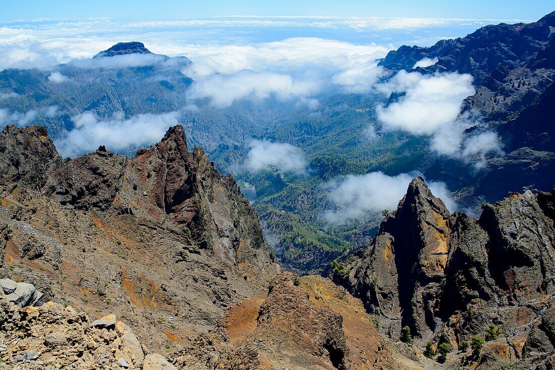 Caldera de Taburiente von el Roque de los Muchachos. La Palma Islas Canarias España Europa