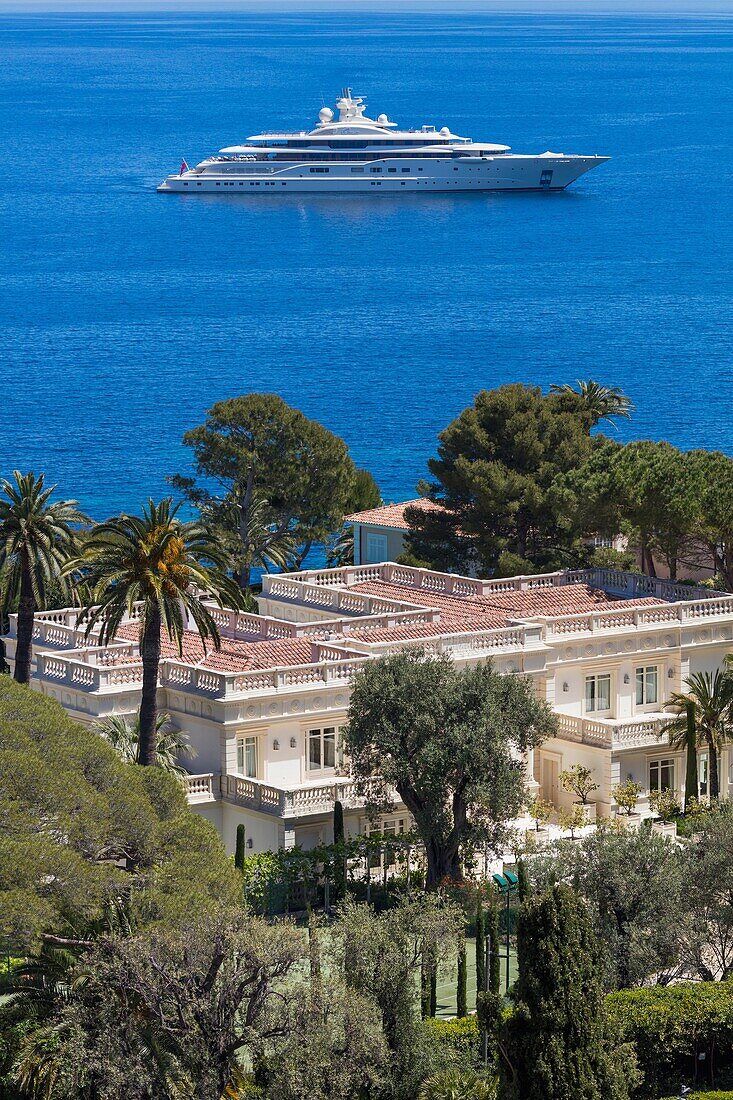 Seascape from Villa Ephrussi de Rothschild, villa Ile-de-France, Saint-Jean-Cap-Ferrat, French Riviera, Alpes-Maritimes department, France.