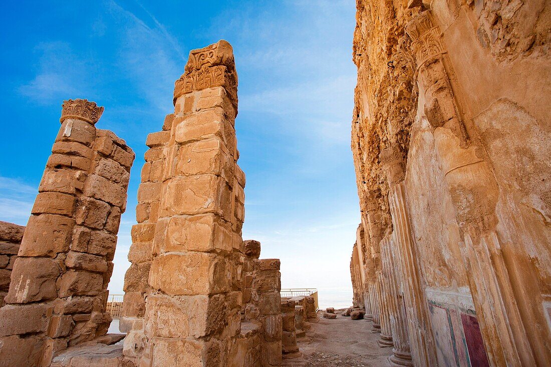 Lower terrace in the North Palace of King Herod, Masada National Park, Masada, Dead Sea, Judean Desert, Israel.