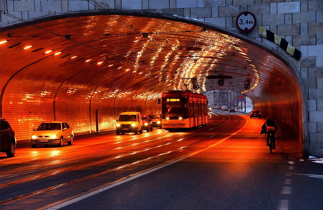 Aleja Solidarnosci - Solidarnosci Avenue passing tunnel, city center of Warsaw , Poland , Europe