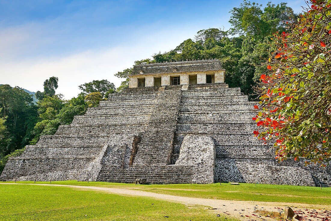 Temple of Inscriptions or Templo de Inscripciones, Ancient Maya Ruins, Palenque Archaeological Site, Palenque, Mexico, UNESCO.