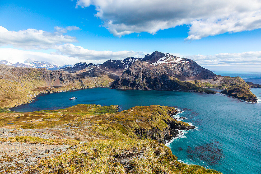 View over Godthul, South Georgia, Antarctica, Polar Regions