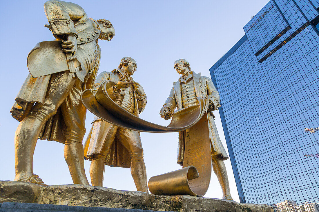 Boulton, Murdoch and Watt Statue, Birmingham, West Midlands, England, United Kingdom, Europe