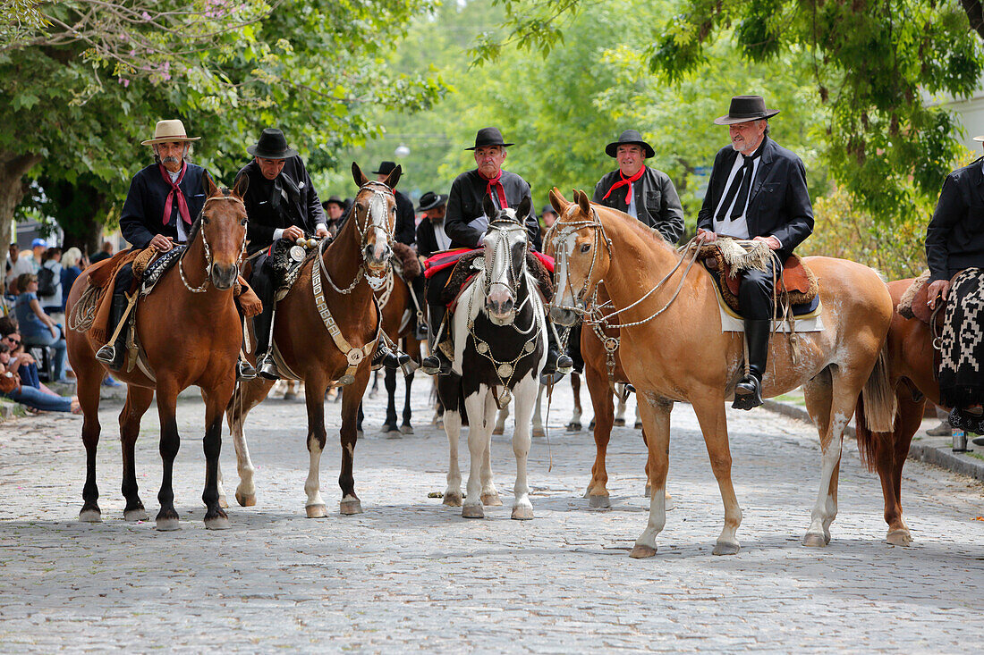 Gaucho parade on the Day of Tradition, San Antonio de Areco, La Pampa, Argentina, South America