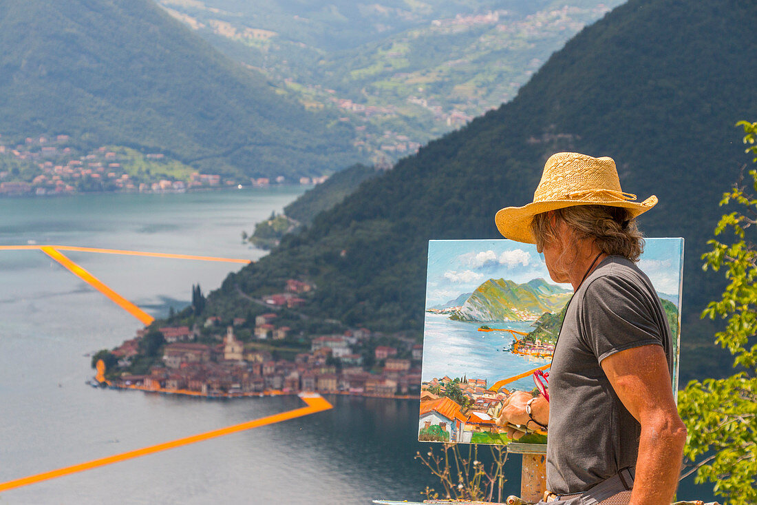 The artist of The Floating Piers in Iseo Lake , Italy, Europe