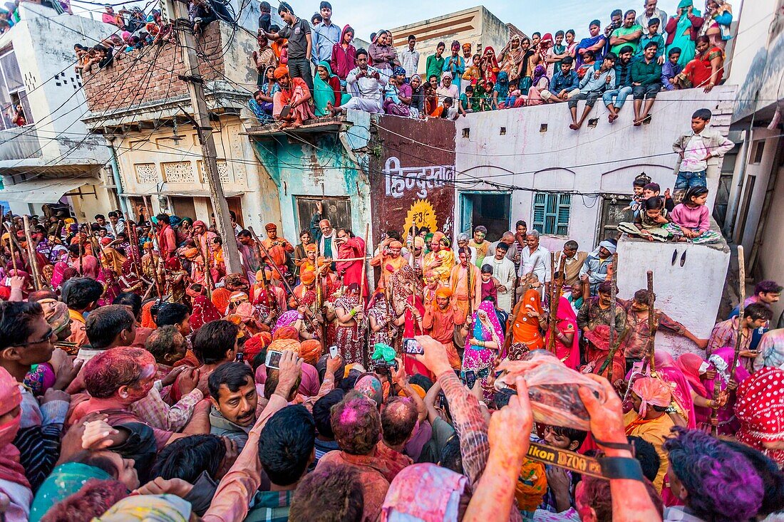 Asia, India, Uttar Pradesh, Nandgaon, Lathmar Holi festival