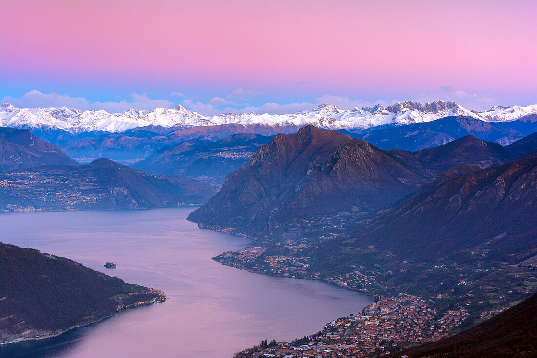 Lake Iseo , at dawn , province of Brescia , Italy