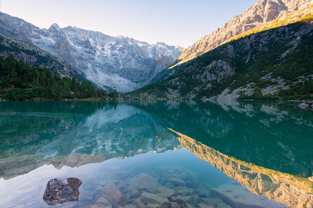 Aviolo lake at dawn, Adamello park, Brescia province, Lombardy, Italy