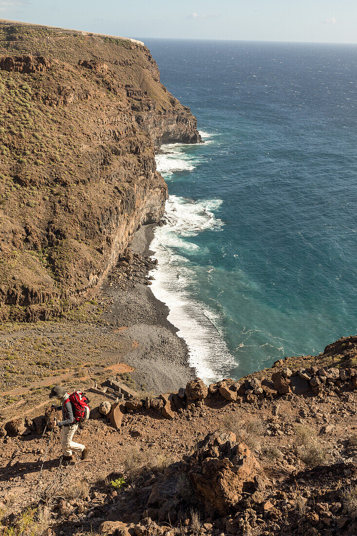 Wanderweg, La Dama, Südküste, Steilküste, entlegen, La Gomera, Kanaren, Kanarische Inseln, Spanien