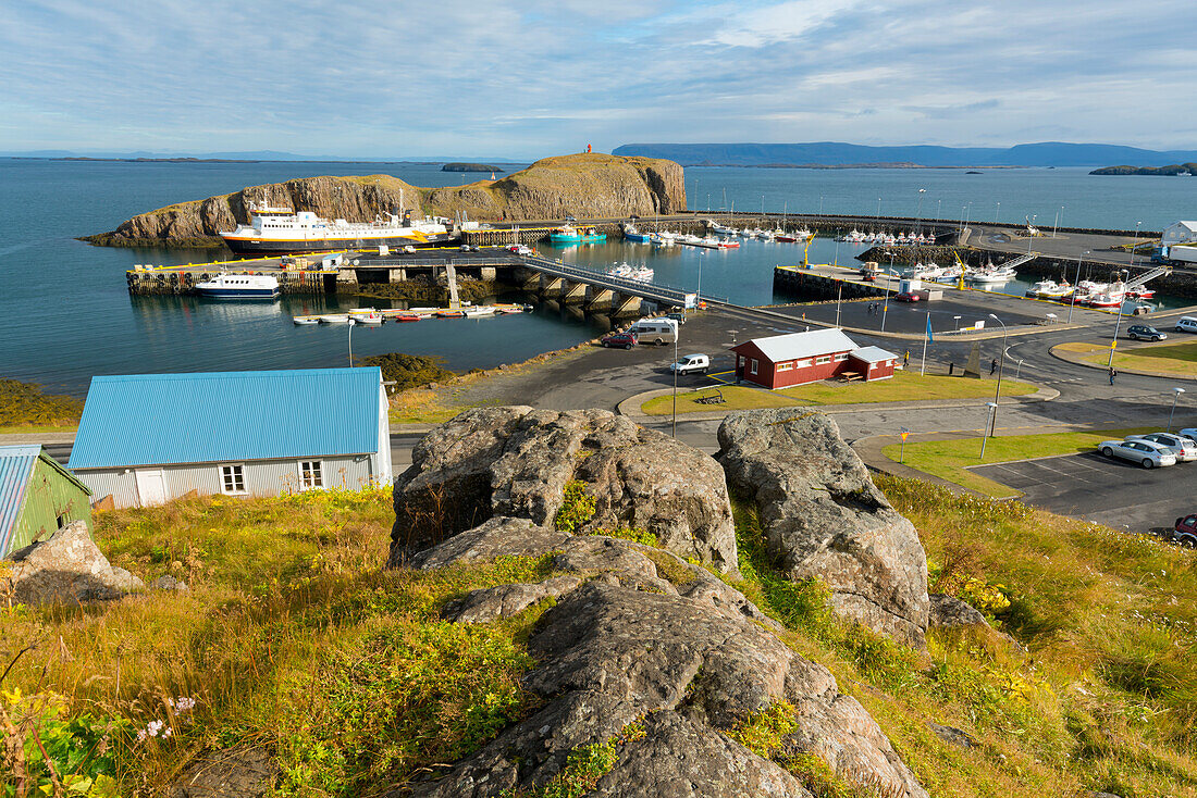 Overview of the Harbour at Stykkisholmur, Snaefellsnes Peninsula, Iceland, Polar Regions